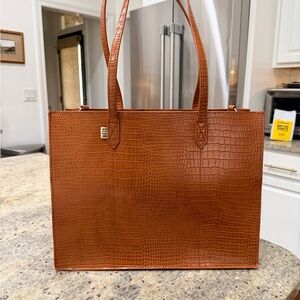 BEIS Work Tote in Tan Croc